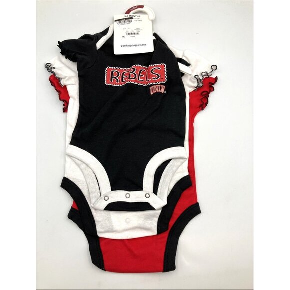NCAA Baby Girls 3/6  Month UNLV Running Rebels One Piece Sleeper Set 3 Piece NEW - Picture 1 of 7